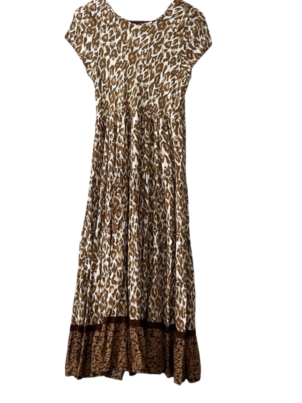 Soft‎ Surroundings Kara Tiered Maxi Dress Brown Leopard  Print Size Medium - Picture 8 of 16